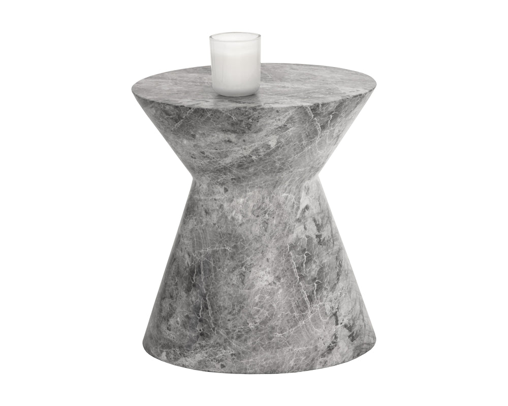 Astley End Table - Marble Look - Grey