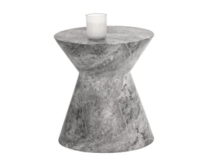 Astley End Table - Marble Look - Grey