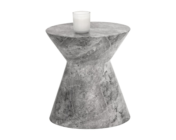 Astley End Table - Marble Look - Grey