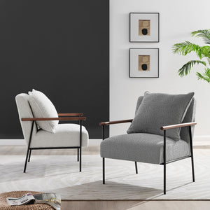 Quinton Fabric Accent Arm Chair In Boucle Gray