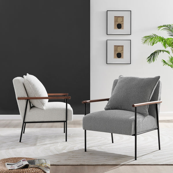 Quinton Fabric Accent Arm Chair In Boucle Gray