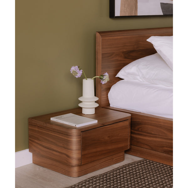 Moe's Round Off Small Nightstand in Walnut