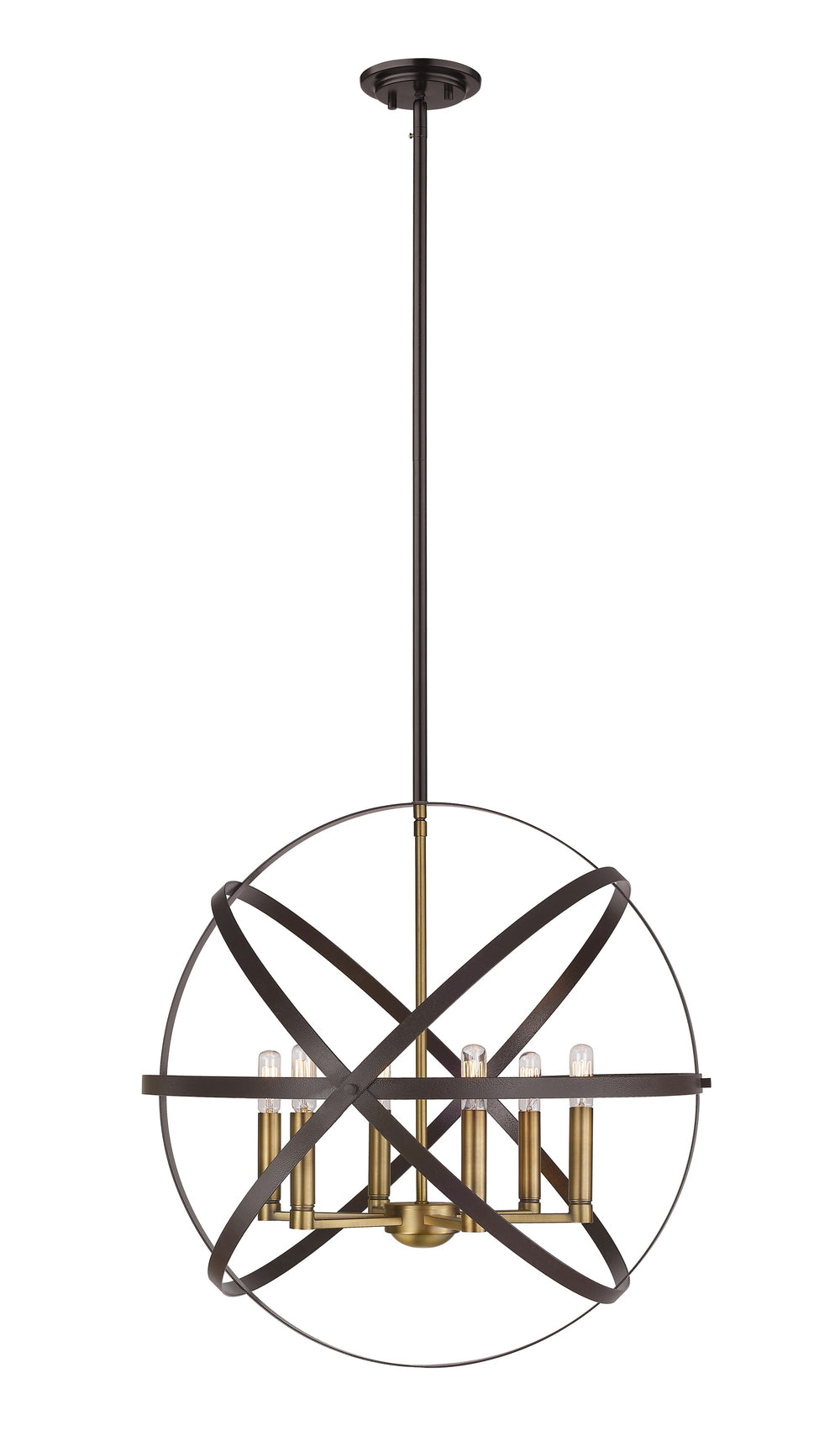 Cavallo 6 Light Pendant in Hammered Bronze + Olde Brass Finish