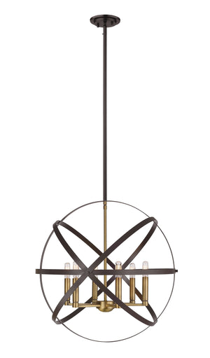 Cavallo 6 Light Pendant in Hammered Bronze + Olde Brass Finish
