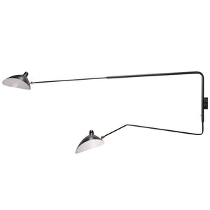 Astrom Two Armed Wall Lamp in Black w/ Brass Accent