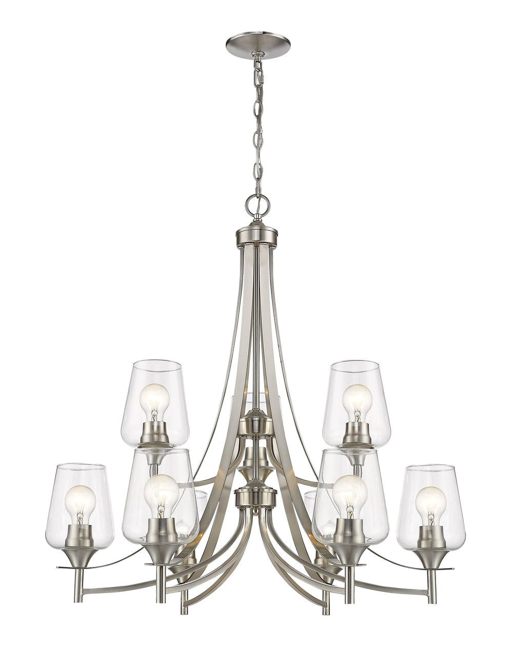 Joliet 9 Light Chandelier in Brushed Nickel Finish
