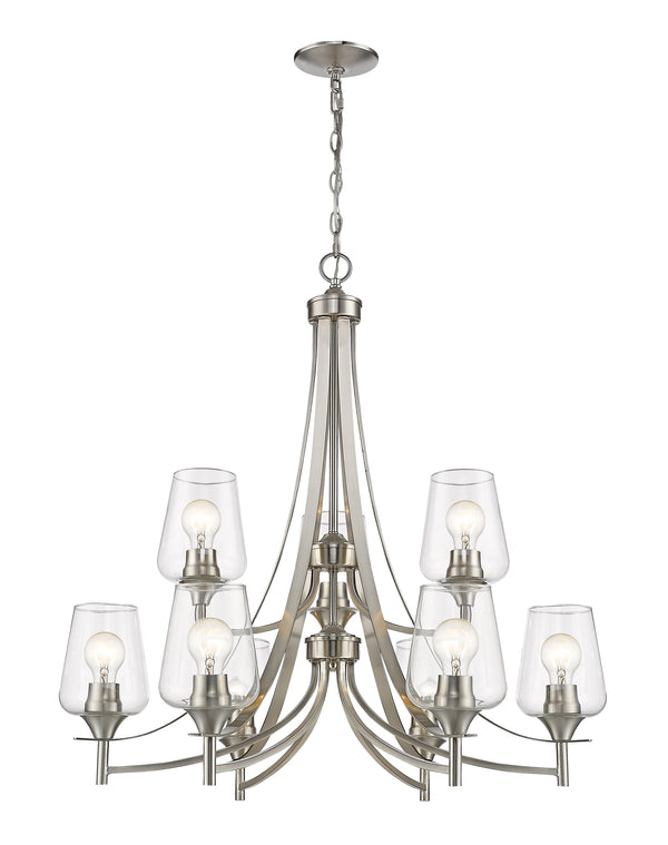 Joliet 9 Light Chandelier in Brushed Nickel Finish