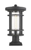 Jordan 1 Light Outdoor Pier Mounted Fixture in Black Finish