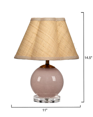 Dottie Blown Glass Table Lamp with Raffia Shade, Pink