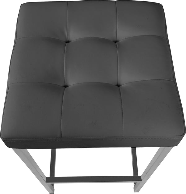 Pearl Stool In Grey Faux Leather and Chrome