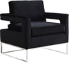Alfonso Accent Chair In Black Velvet And Chrome Stainless Steel Base