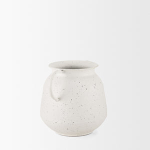 Treva Small White w/ Black Speckles Metal Vase