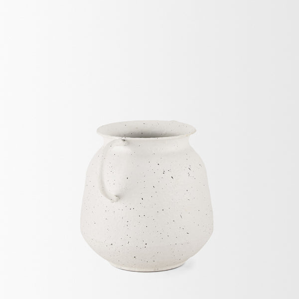 Treva Small White w/ Black Speckles Metal Vase