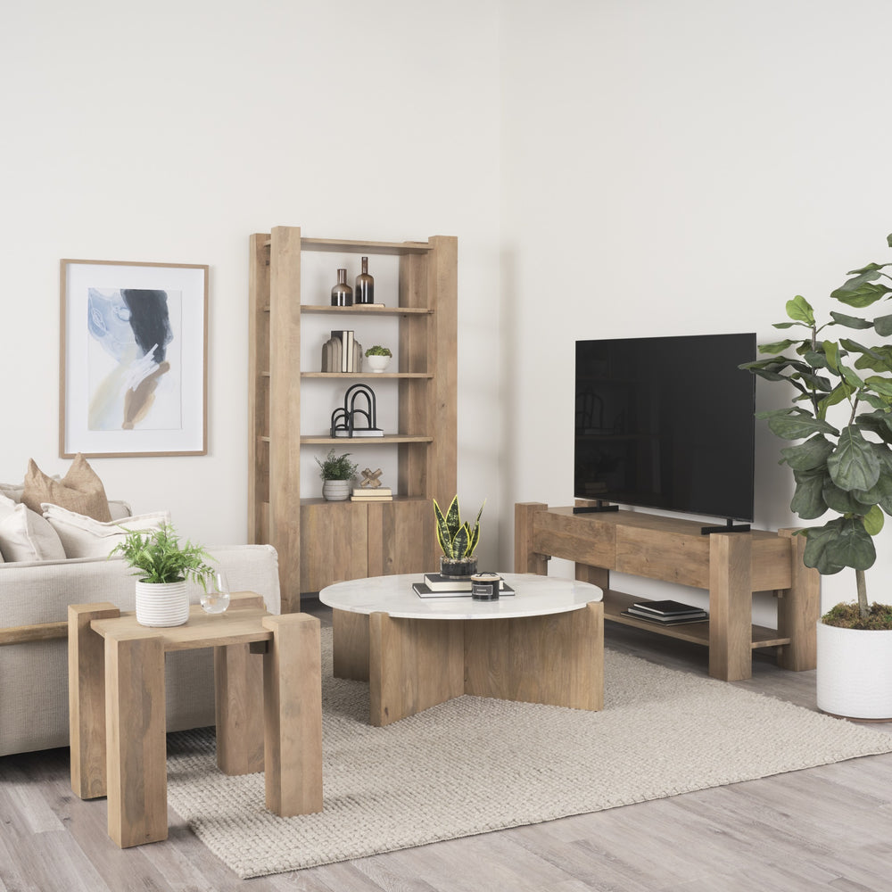 Beth Light Brown Wood Square Accent Table