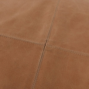 Calvin Leather Rectangle Stool with Black Metal Base - Sedona Brown