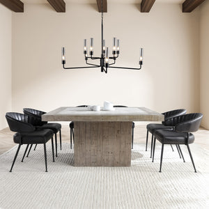 Umbria Leather Dining Chair with Iron Legs - Midnight Raven