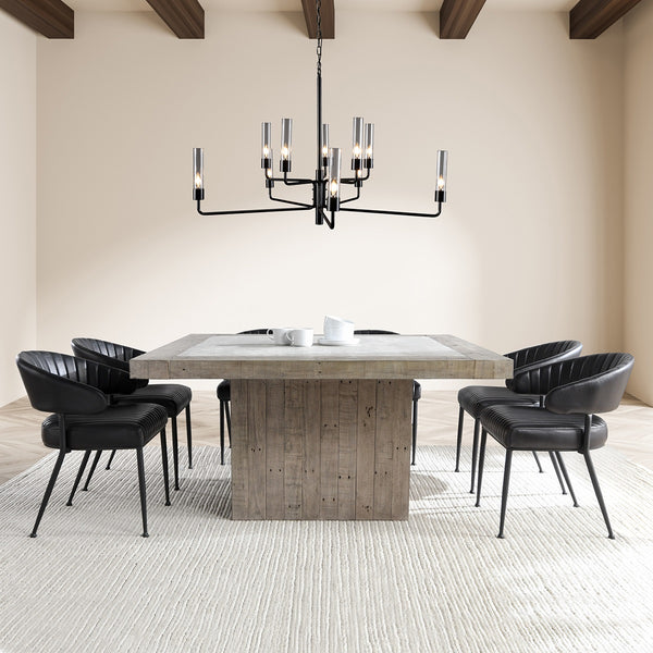 Umbria Leather Dining Chair with Iron Legs - Midnight Raven