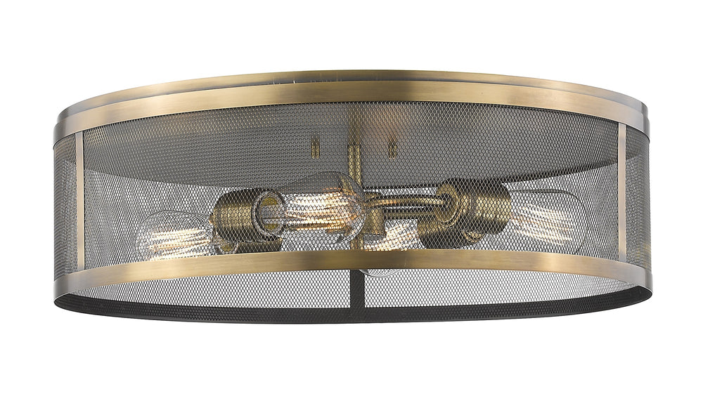 Meshsmith 4 Light Flush Mount in Natural Brass Finish