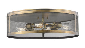 Meshsmith 4 Light Flush Mount in Natural Brass Finish