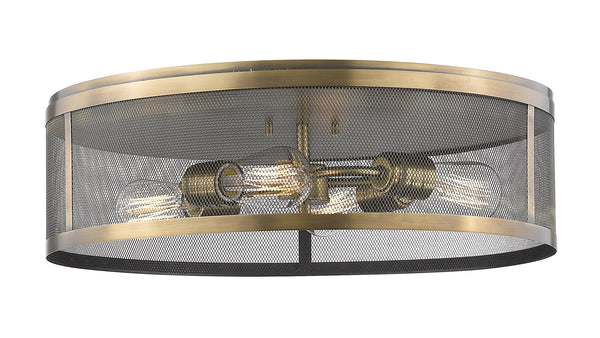 Meshsmith 4 Light Flush Mount in Natural Brass Finish