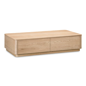 Moe's Round Off Coffee Table Natural Oak with Storage