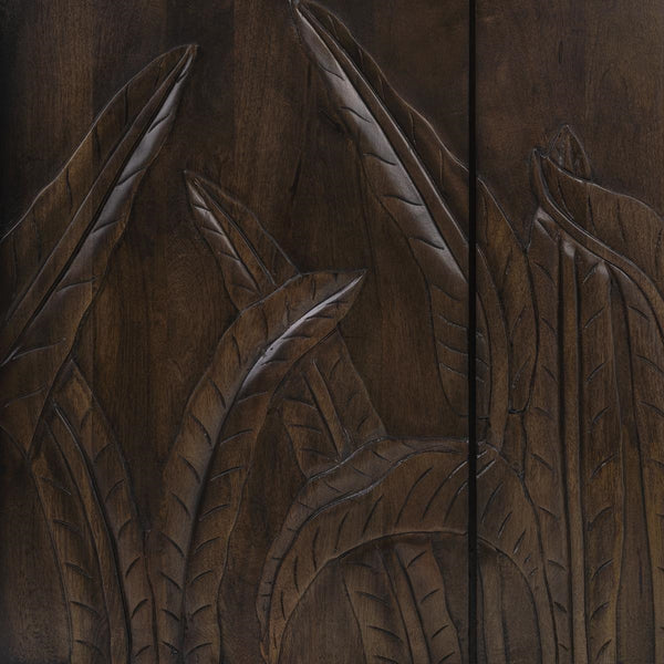 Ledro Solid Mango Wood Cabinet with Carvings