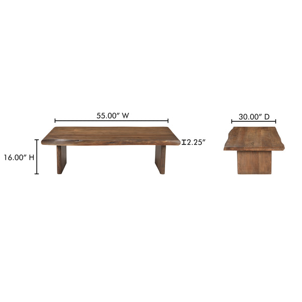 Lila Coffee Table with Bullnose Edging in Brown