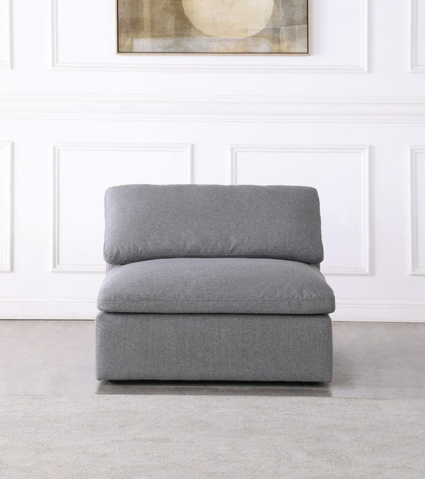 Carmen Cloud Armless Chair In Grey Linen Fabric