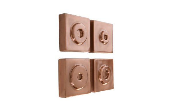 Cuadritos, Set of 4, Polished Copper