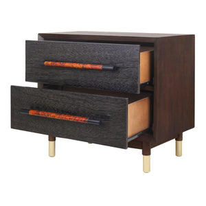 Callan KD Nightstand/Side Table 2 Drawers, Dark Walnut