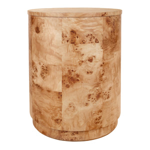 Arsenio Burl Wood Round Side/End Table, Natural Burl