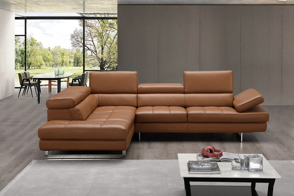 Eliza Italian Leather Sectional Caramel In Left hand Facing