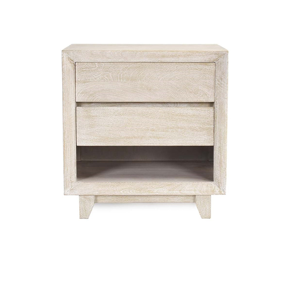 Reece Solid Wood Nightstand with Shelf - Seashell White