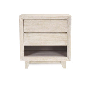 Reece Solid Wood Nightstand with Shelf - Seashell White