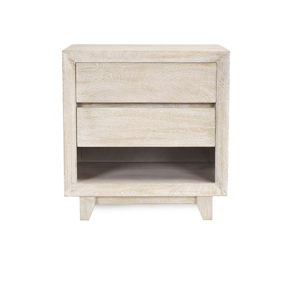 Reece Solid Wood Nightstand with Shelf - Seashell White