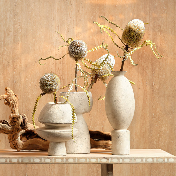 Elavated Ceramic Decorative Vase, Off White