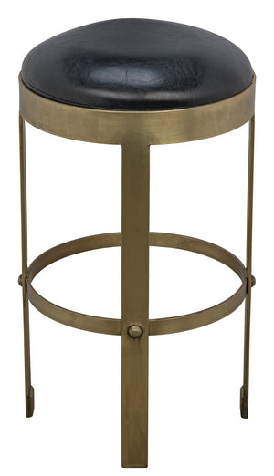 Prince Counter Stool with Leather, Brass Finish