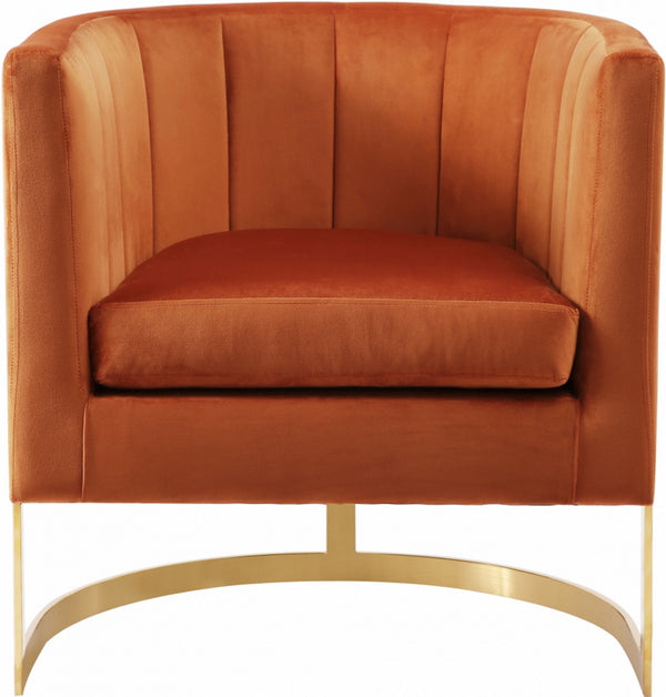 Dallas Accent Chair In Cognac Velvet