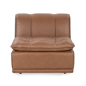 Haven Leather Armless Chair in Toffee Brown