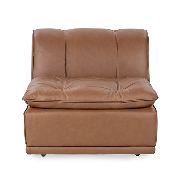 Haven Leather Armless Chair in Toffee Brown