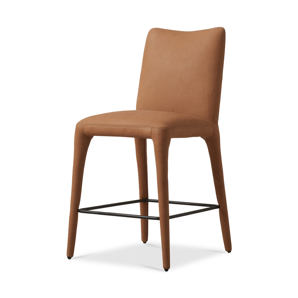 Monza Stool In Heritage Camel Top Grain Leather - Counter