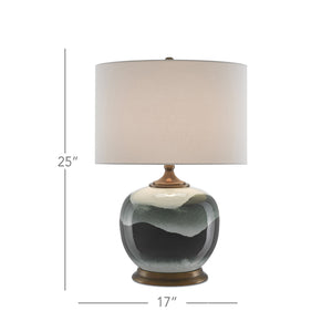 Boreal Table Lamp In White & Green & Antique Brass