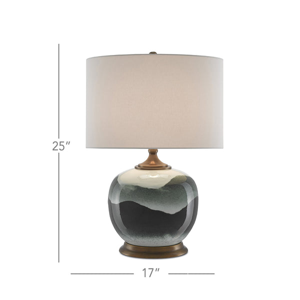 Boreal Table Lamp In White & Green & Antique Brass