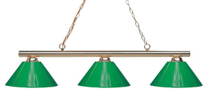 Sharp Shooter 3 Light Billiard Light in Polished Brass Finish