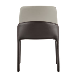 Stella Faux Leather Dining Side Chair, Taupe/Dark Brown