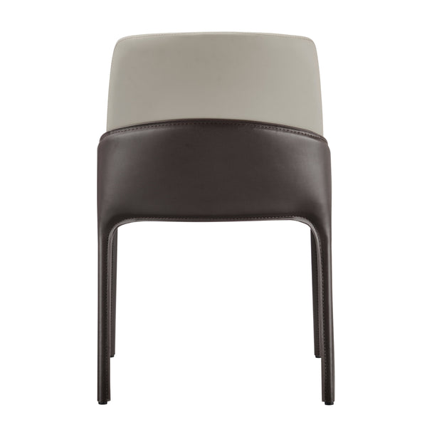 Stella Faux Leather Dining Side Chair, Taupe/Dark Brown