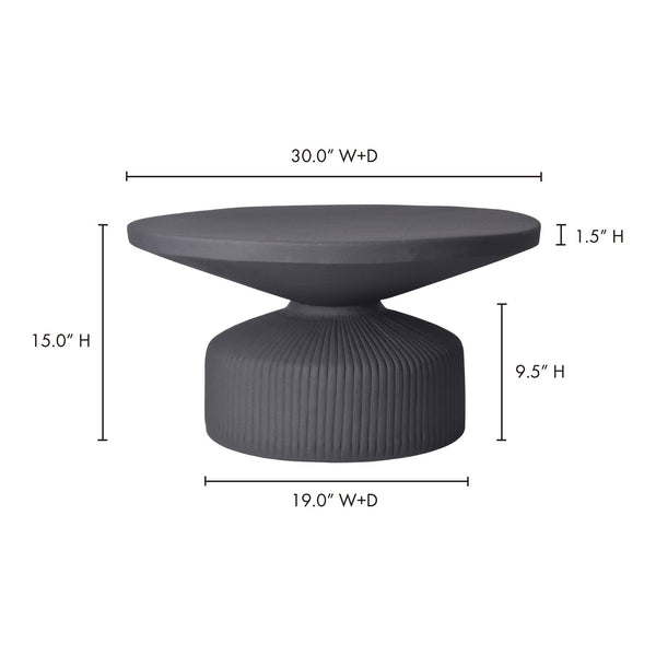 Yoli Coffee Table in Black with Ridged Base