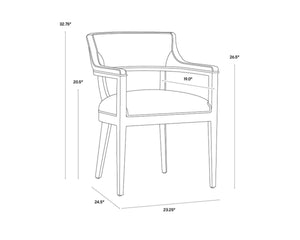 BRYLEA DINING ARMCHAIR - BROWN - BRENTWOOD CHARCOAL LEATHER