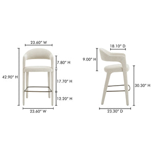 Moe's Martens Bar Stool with Armrests Beige