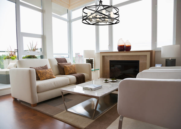 Malcalester 8 Light Pendant in Matte Black + Brushed Nickel Finish